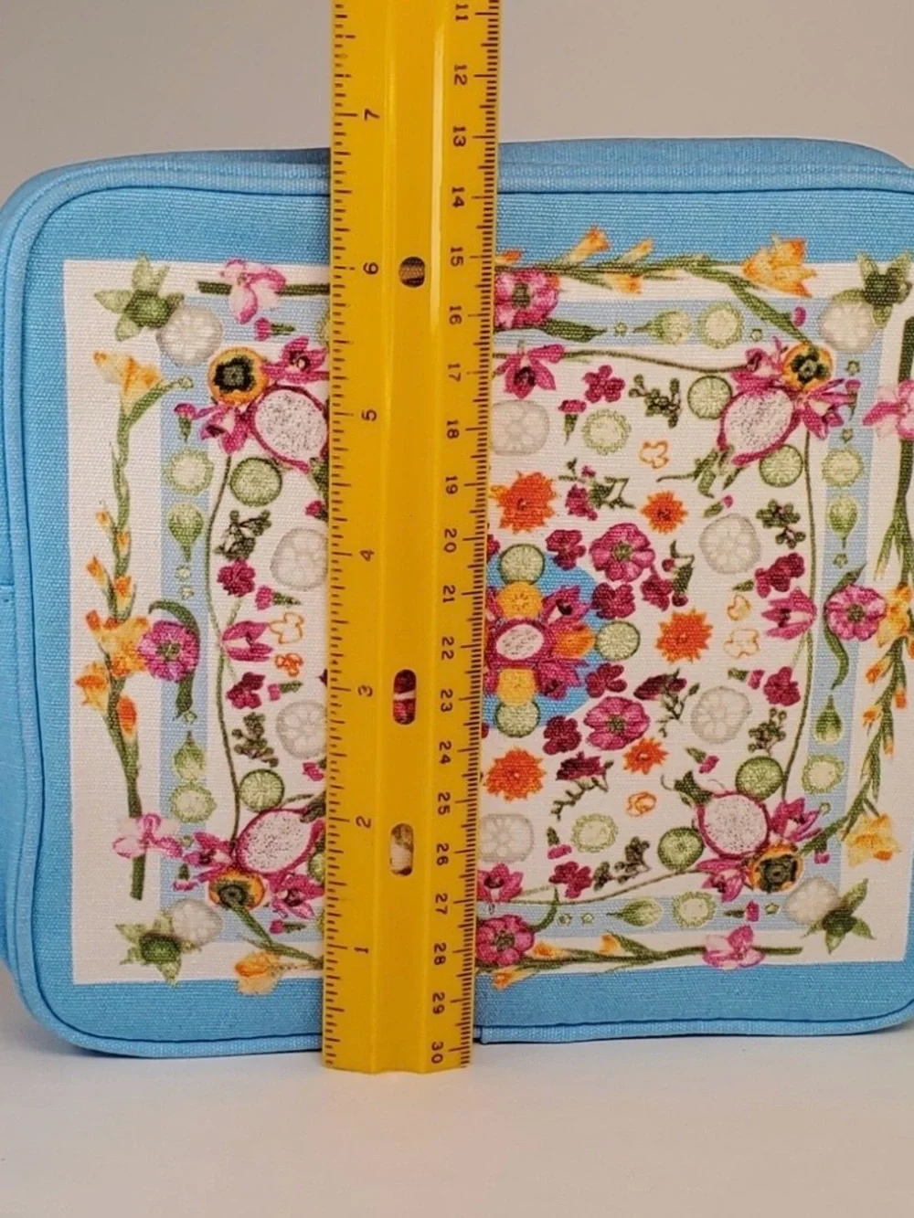 Lancome Blue Floral Embroidered Cosmetic Pouch